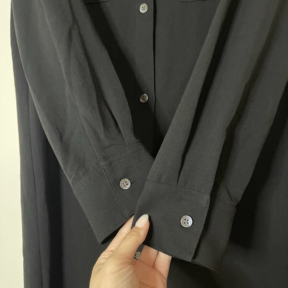 NWOT James Perse Black long sleeve button front utility shirt dress size large 3 - Picture 6 of 6
